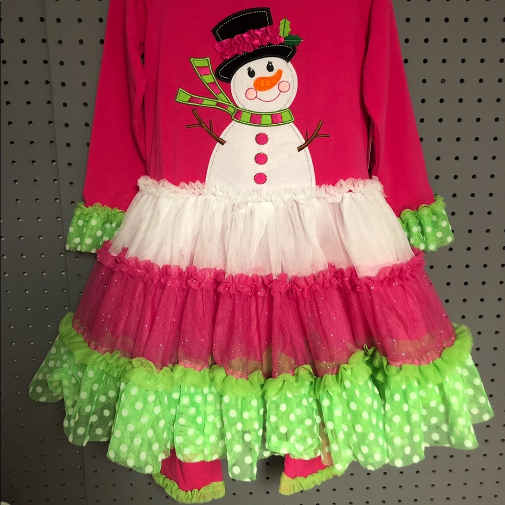 Tutu Cute Hot Pink and Lime Green Snowman Outfit!
